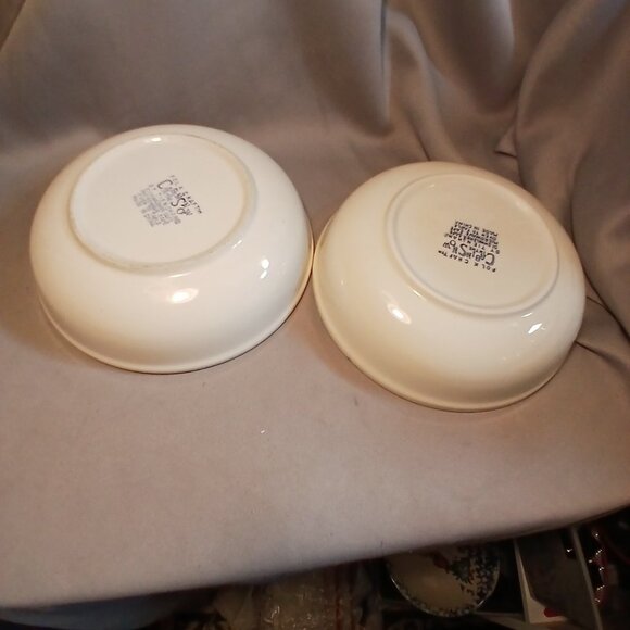 Folkcraft Cabin in the Snow Tienshan 2 Serving Bowls 9" Vintage Spongeware - Picture 5 of 10